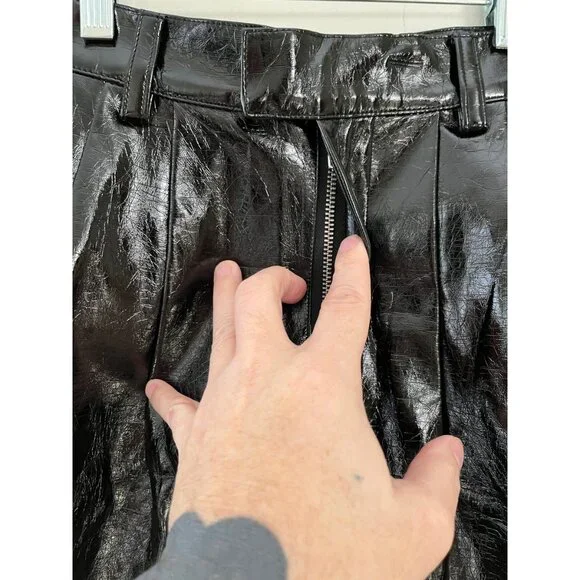 LOVERS & FRIENDS VEGAN LEATHER PLEATED TAPERED TUXEDO PANTS S 26 - Picture 5 of 10